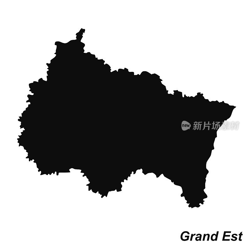 Grand Est矢量剪影地图